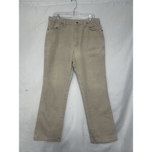 Wrangler Jeans Mens 36X30 Tan Regular Fit 5 Pocket Straight Leg